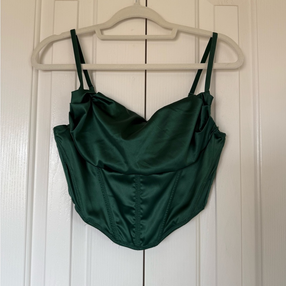 Urban Outfitters Deep Green Satin Corset top